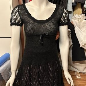 Lux mohair blend dress crochet lacy xs
